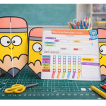 Reportes de desempeño escolar creativos para primaria en forma de lápiz.