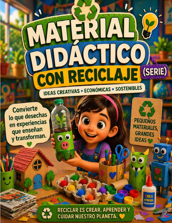 Material didáctico con reciclaje para primaria con ideas creativas usando materiales reutilizados en el aula
