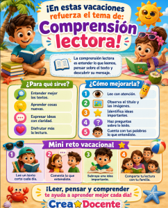 Comprensión lectora para niños | Material de reforzamiento vacacional 2026.